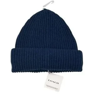 Coach | Accessories | Coach Blue Patch Ribbed Knit Beanie  display picture 3
